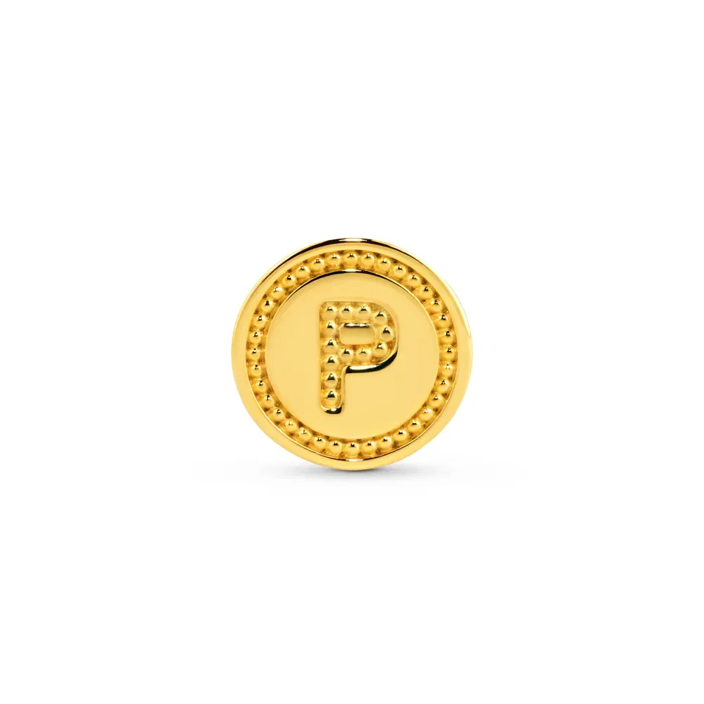 Pingente Life Letra P em Prata 925 com Banho de Ouro Amarelo 18k — imagem 1