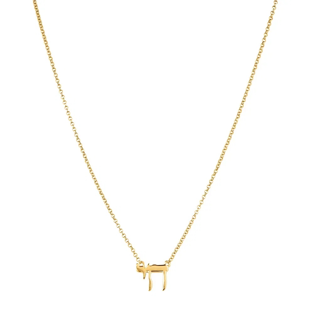 Colar Life Chai Religião em Prata 925 com Banho de Ouro Amarelo 18k, 45cm