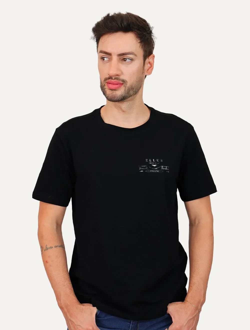 Camiseta Ellus Masculina Slim Cotton Made To Last Preta