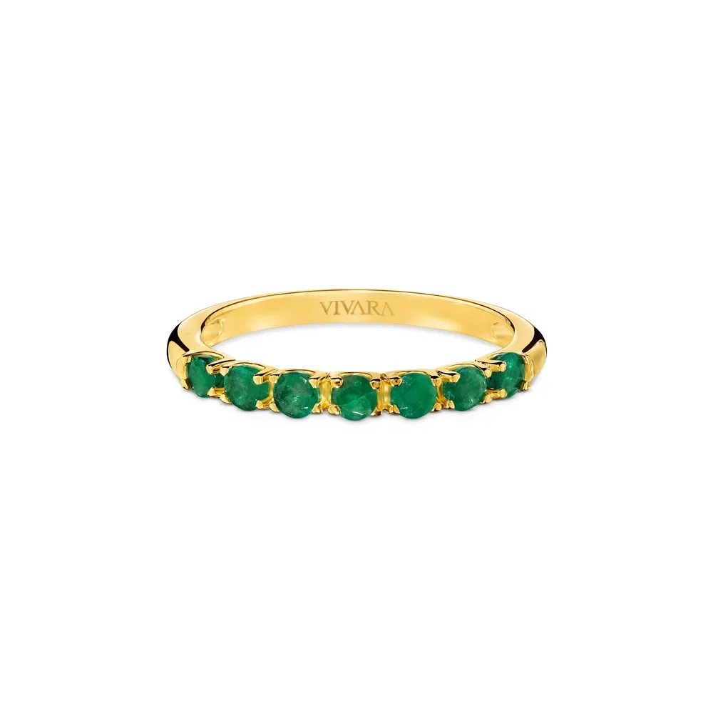 Meia Aliança Oriental em Ouro Amarelo 18k com Esmeraldas