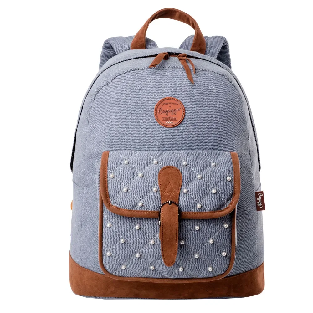 Mochila Feminina Jeans Perola Azul — imagem 1