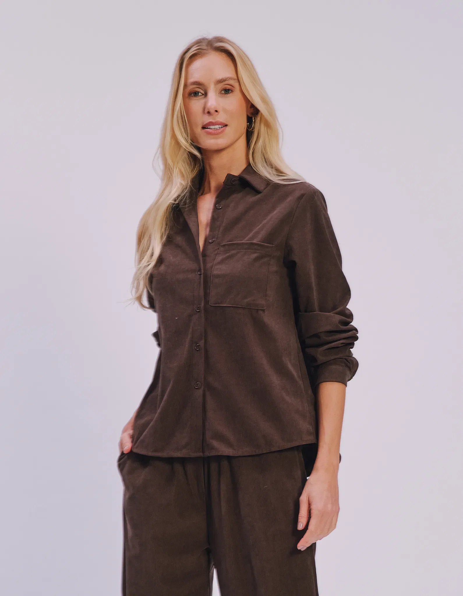 Camisa Cotelê Comfy - Marrom