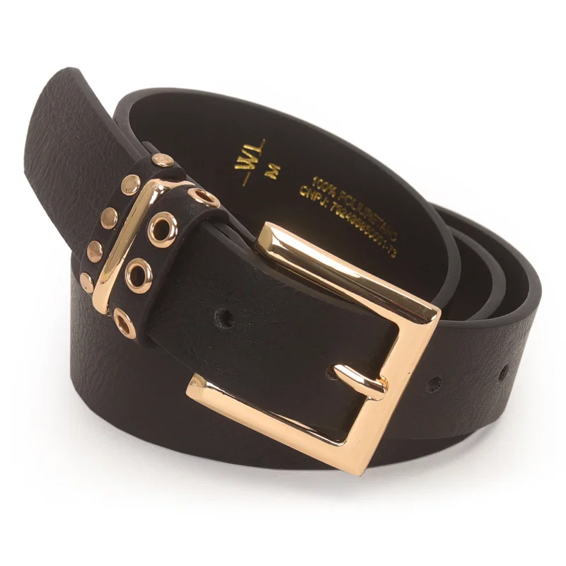 Cinto Feminino Fivela Quadrada Com Passante Rebites 2,8cm
