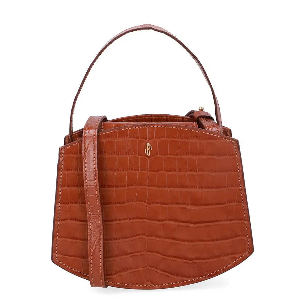 Bolsa Tote Couro Croco Marrom Doce De Leite Casual — imagem 1