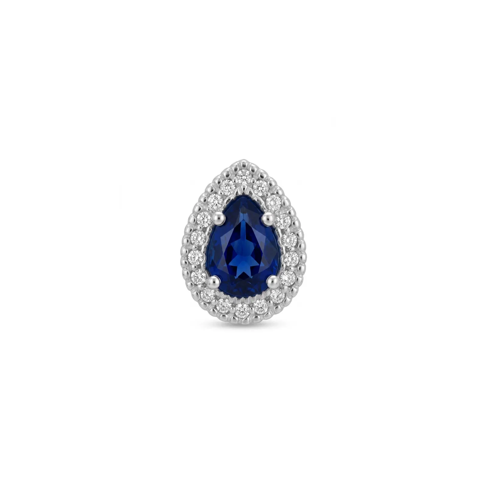 Pingente Classic Oriental em Ouro Branco 18k com Safira Azul e Diamantes, 10mm — imagem 1