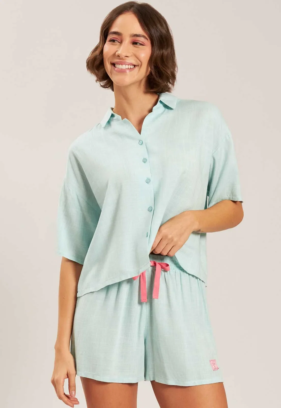 Conjunto Aberto de Viscose Plana Baunilha