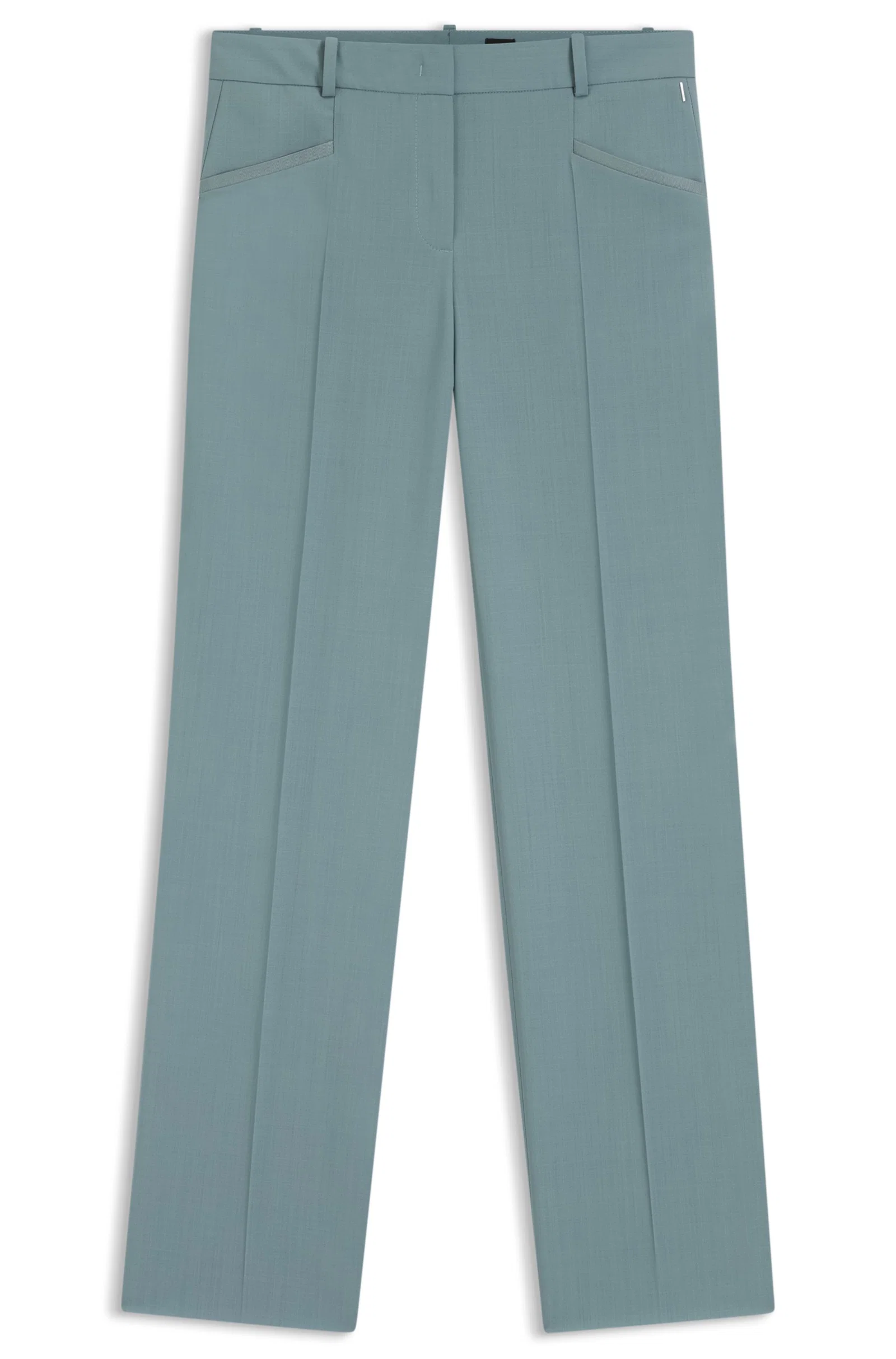 Calça Regular Fit Em Lã Virgem