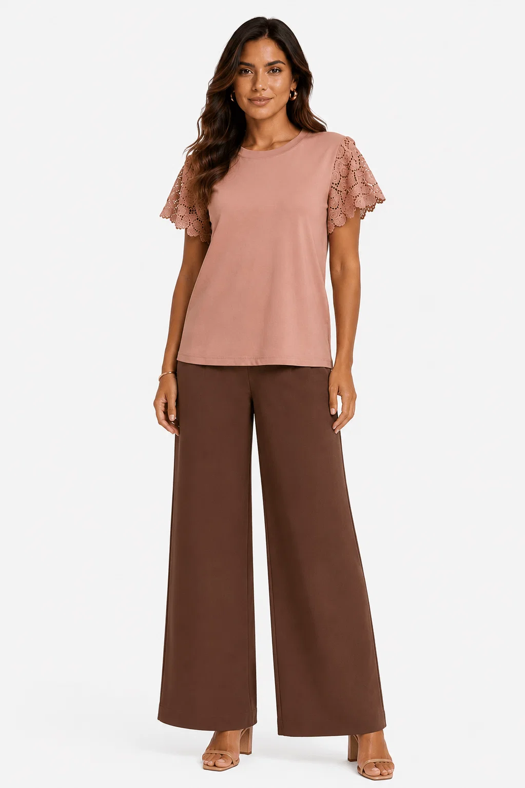 Blusa Manga Curta Renda Cordonê - Rose