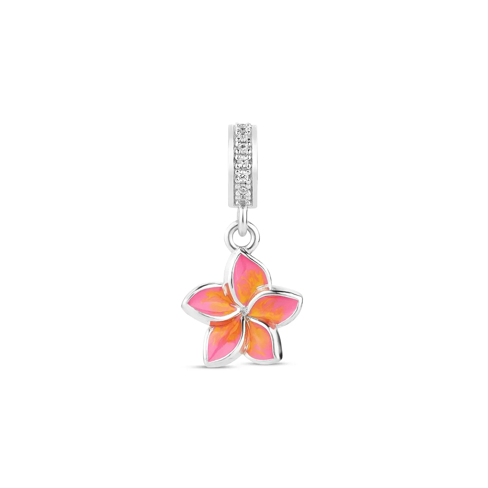 Pingente Life Flor e Plantas em Prata 925 com Pedras Incolores e Esmalte — imagem 1