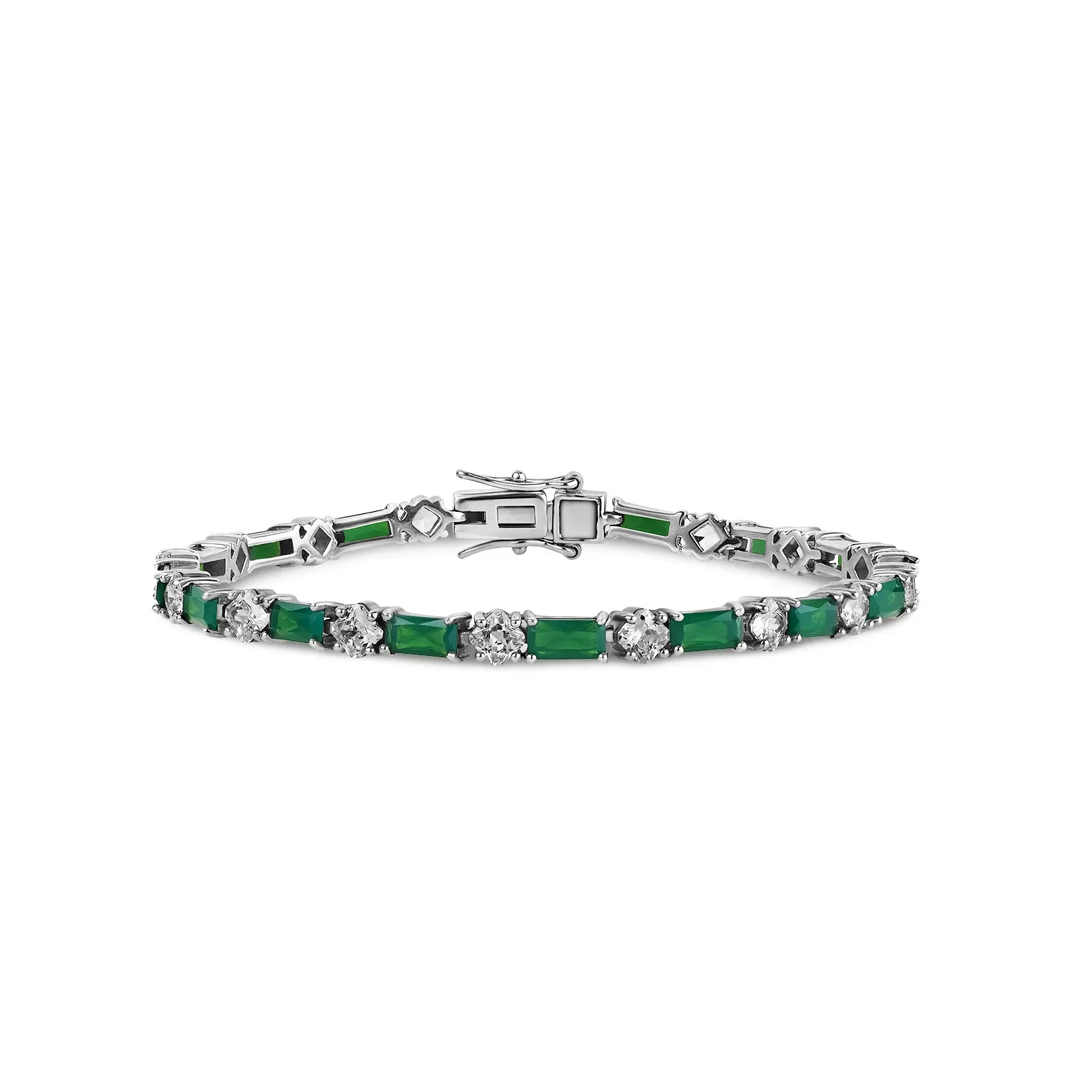 Pulseira Life Geo Colors em Prata 925 com Zircônia Incolor e Verde Escuro — imagem 1