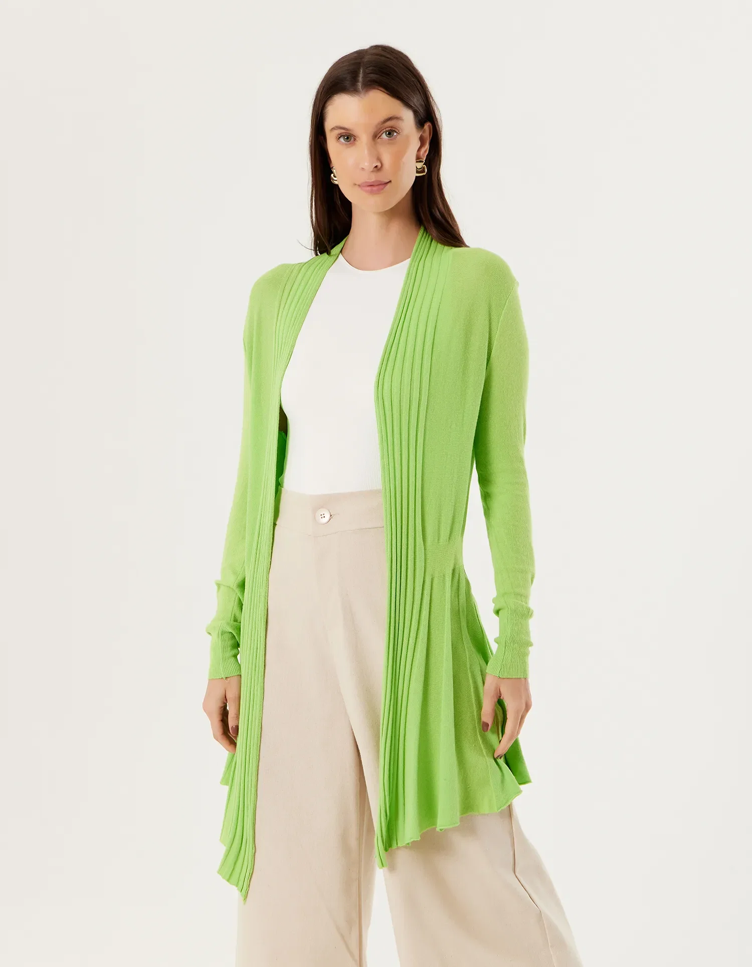 Casaco Tricot Alongado - Verde — imagem 1