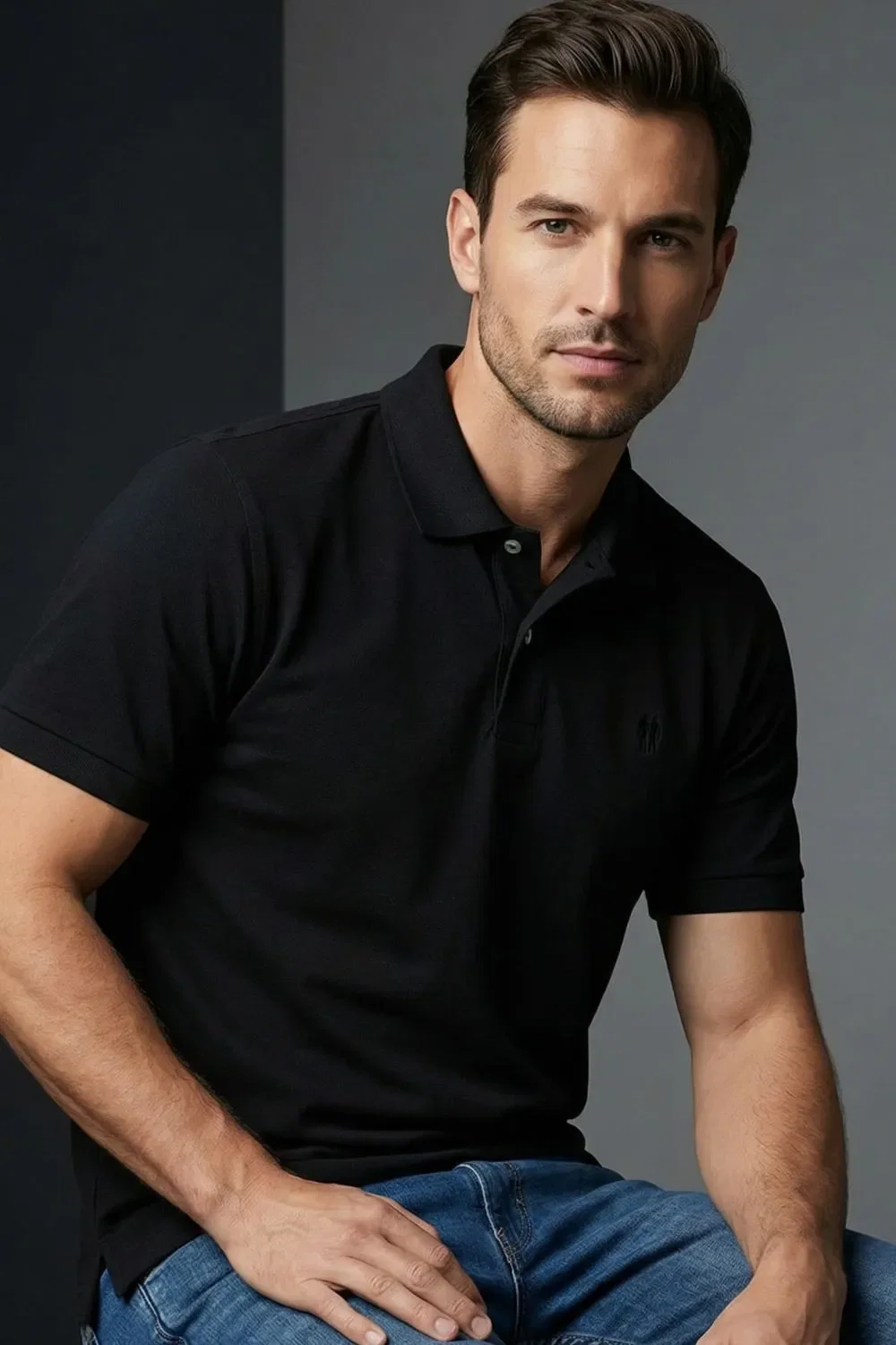 Polo Lisa Suedine Premium Polo Wear Preto
