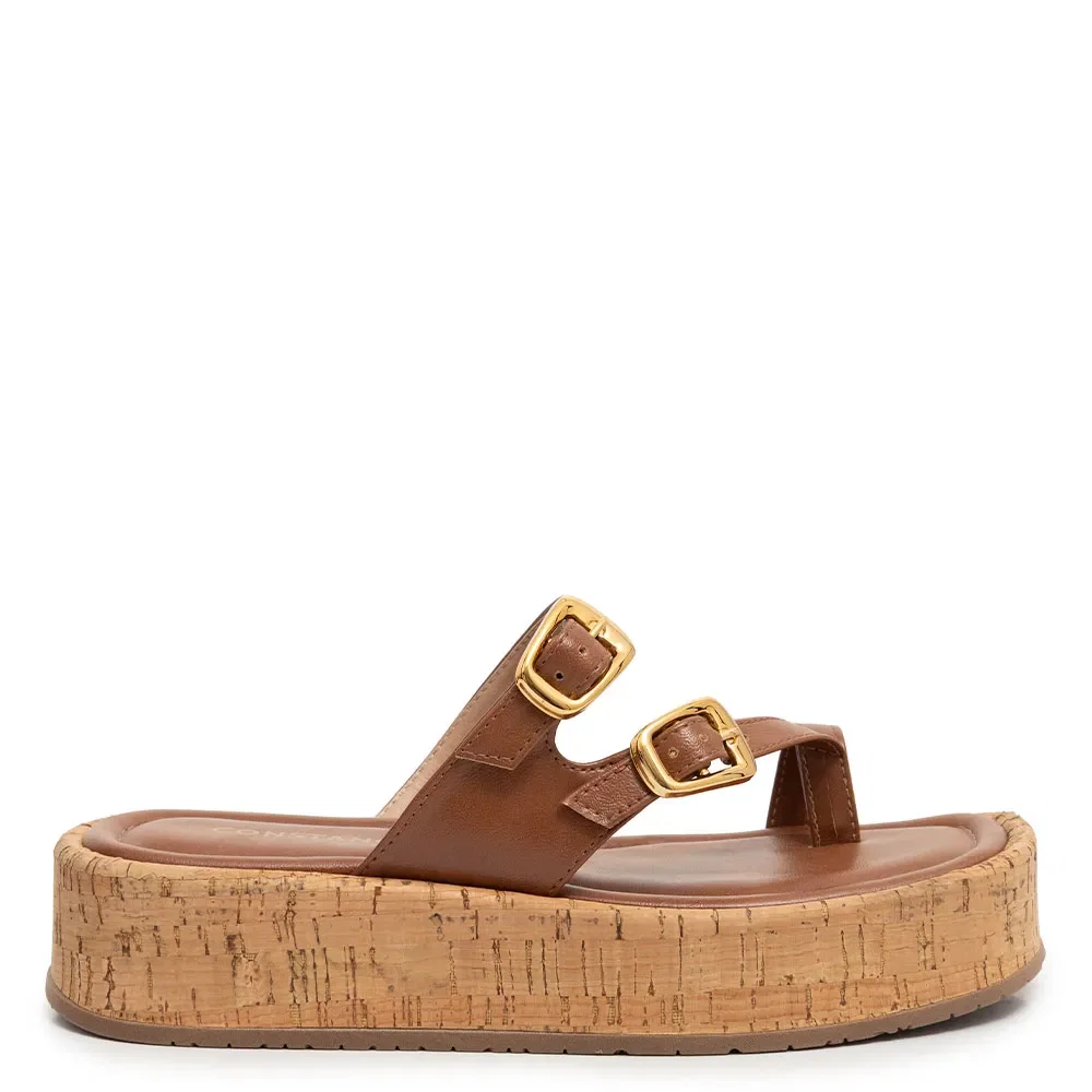 Papete Flatform Caramelo Fivelas