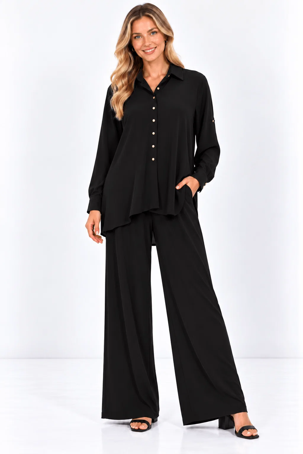 Camisa Ampla Botões - Preto — imagem 1