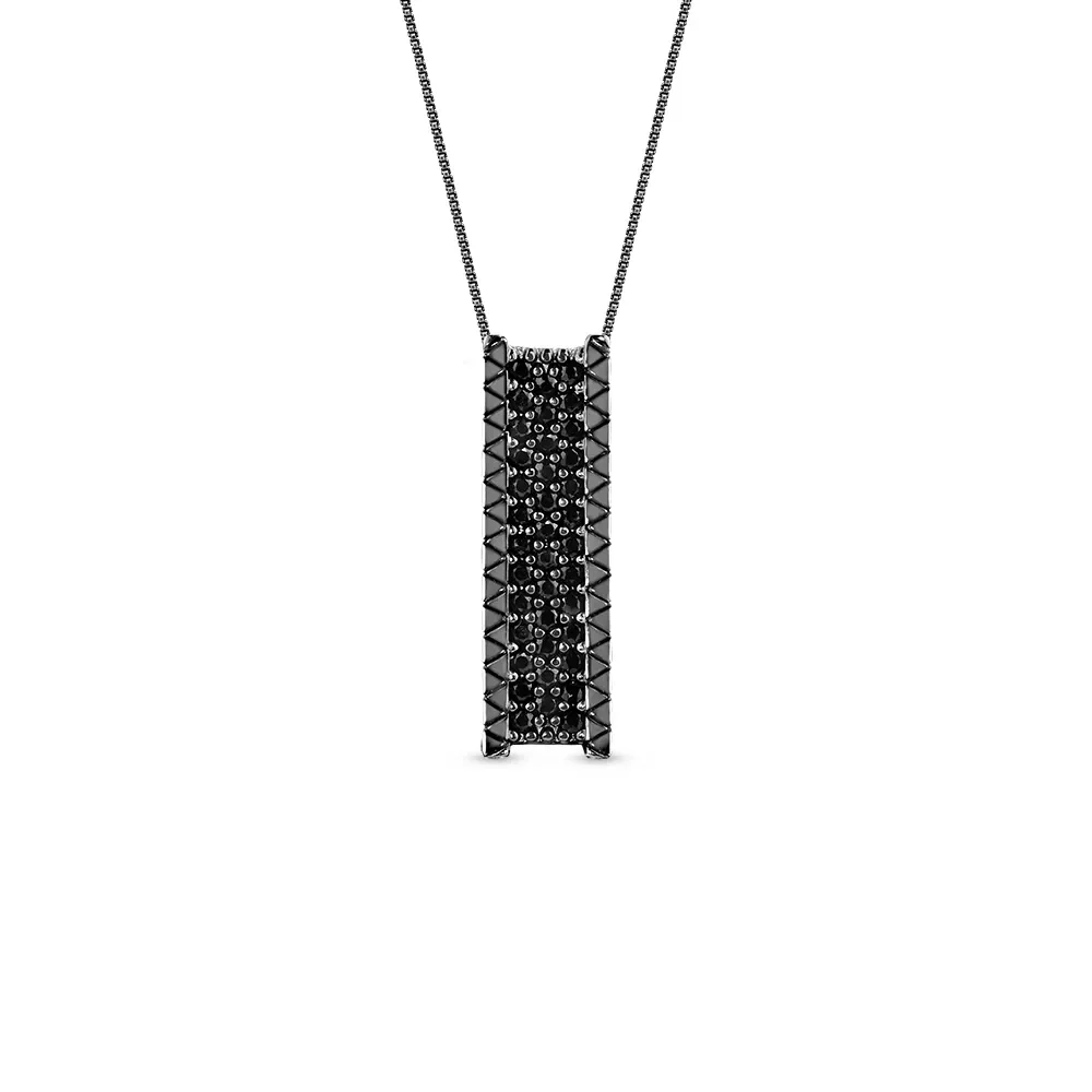 Pingente Icona Man em Prata 925 com Ródio Negro e Safiras Negras, 23mm — imagem 1