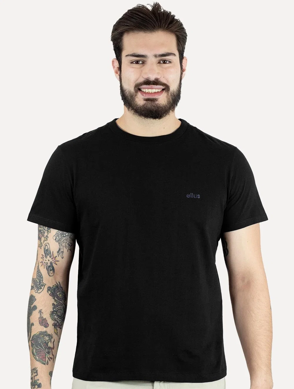 Camiseta Ellus Masculina Cotton Fine Duocolor Classic Preta