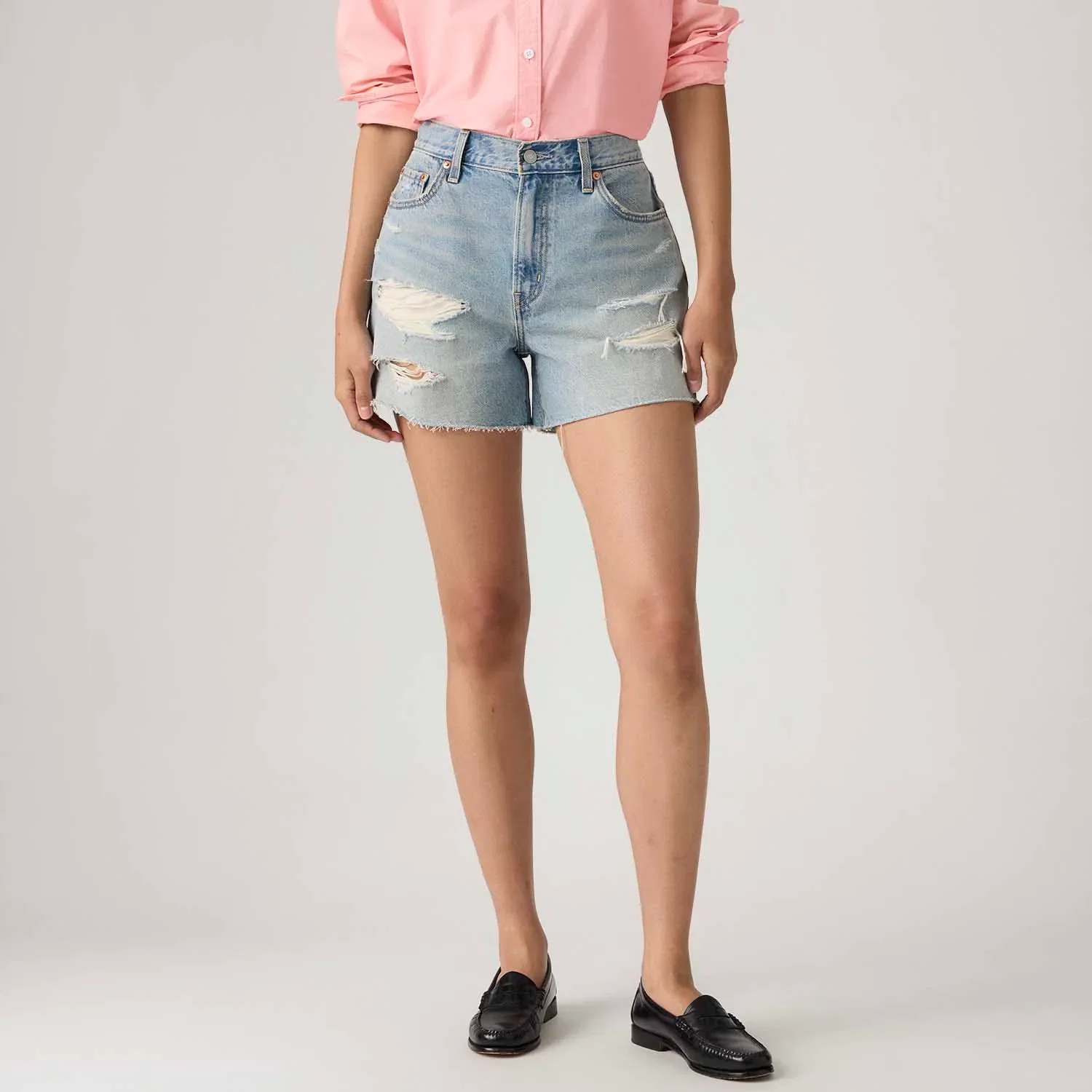 Shorts Jeans Levi's® Ribcage Lavagem Clara