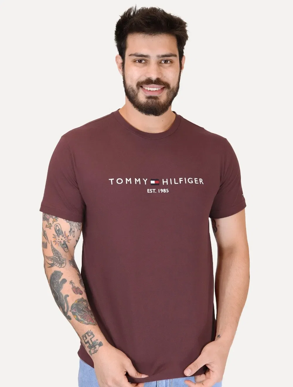 Camiseta Tommy Hilfiger Masculina Core Logo Tee Bordô
