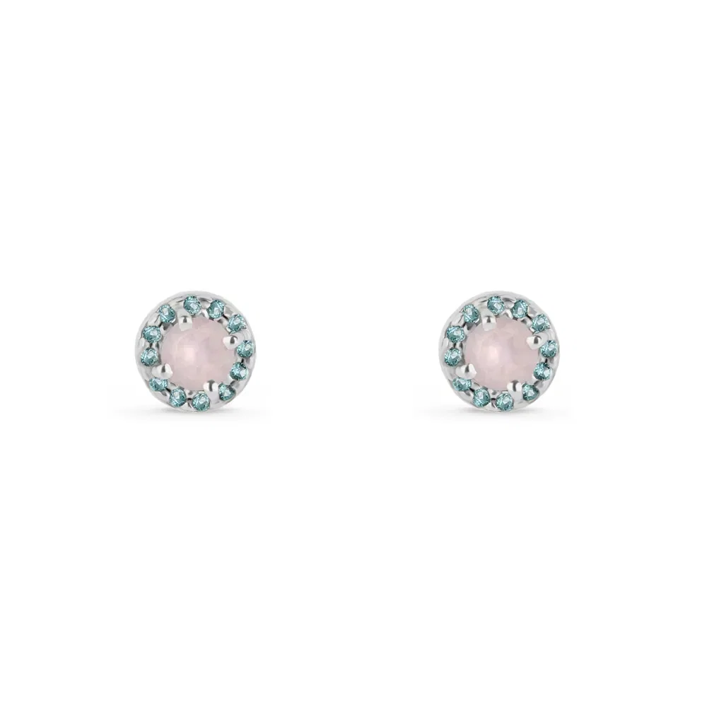 Brinco Life Encanto em Prata 925 com Pedras Azuis e Rosa