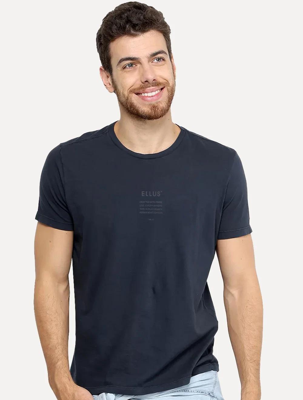 Camiseta Ellus Masculina Cotton Fine Timeless Classic Azul Marinho
