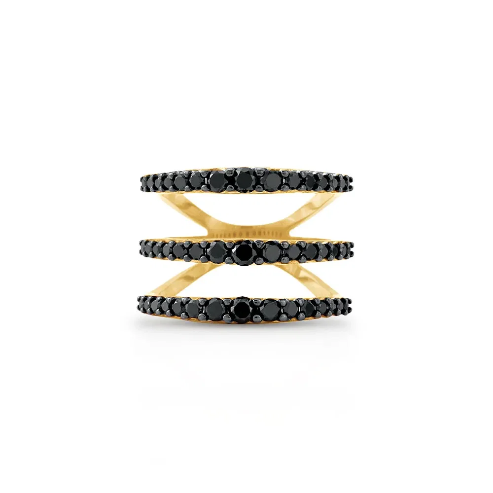 Anel Arpege em Ouro Amarelo 18k com Diamantes Negros