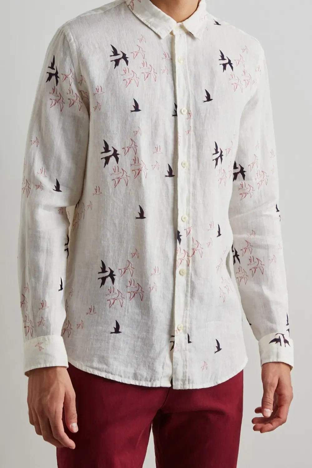Camisa Estampada Ml Linho Bando