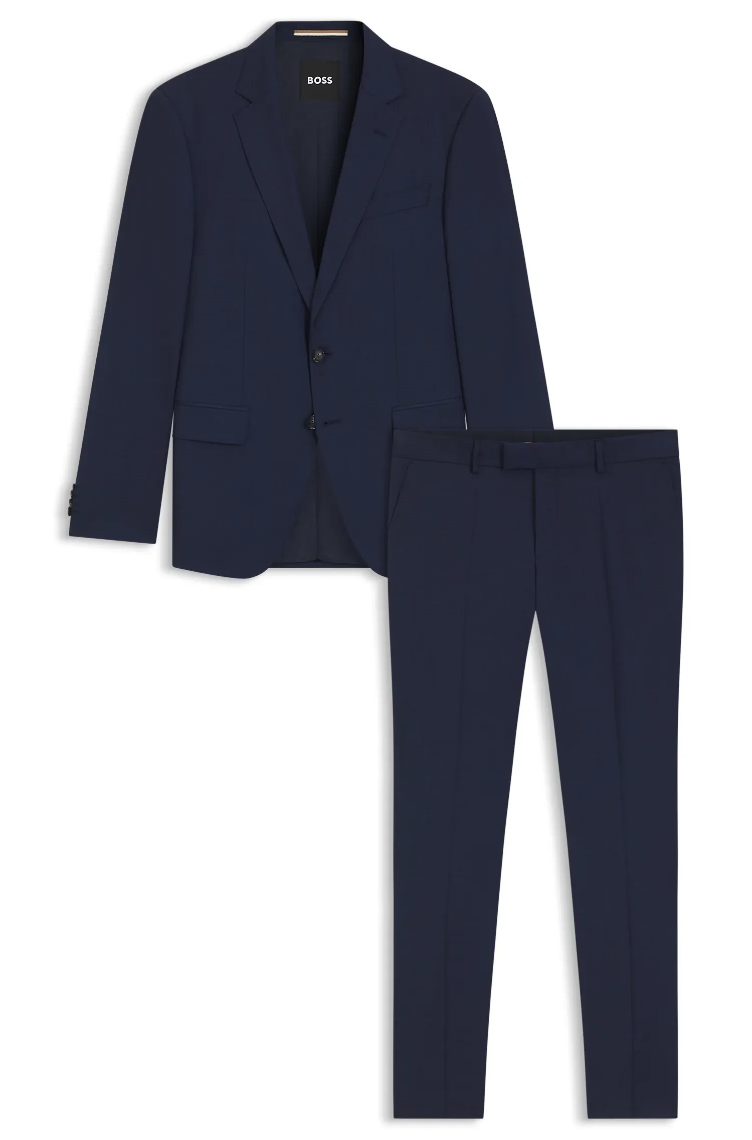 Terno De Duas Peças Slim Fit Em Lã Virgem Melange
