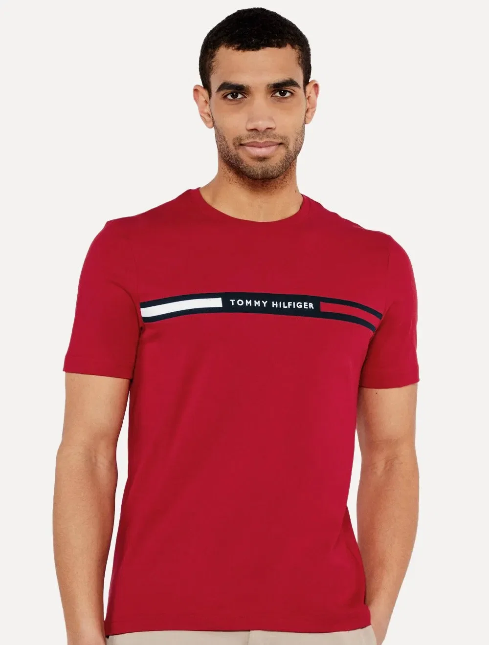 Camiseta Tommy Hilfiger Masculina Chest Insert Logo Vermelha — imagem 1