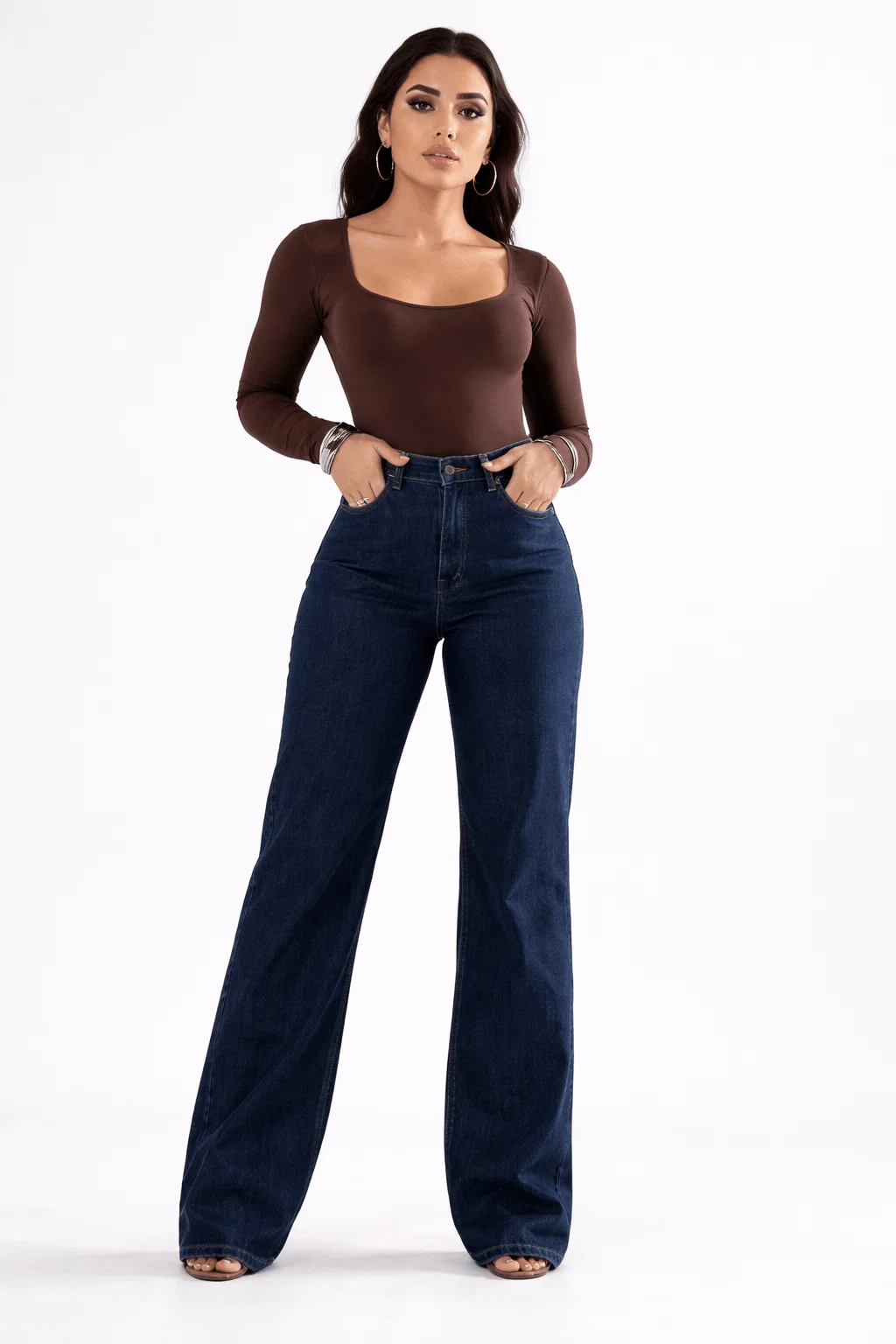 Calça Jeans Wide Leg Cintura Alta - Black Blue