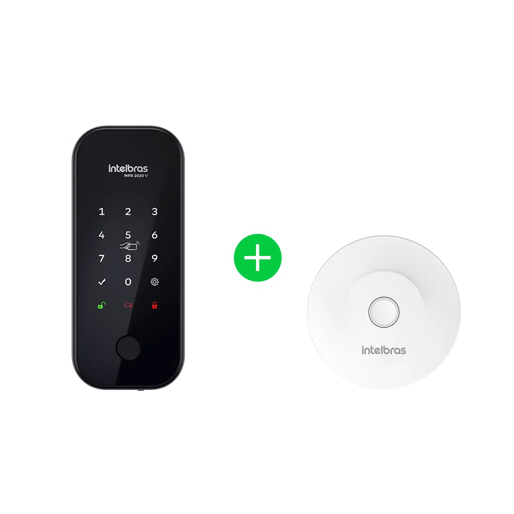 Kit Fechadura Inteligente de Sobrepor MFR 2020 V com Hub MCA 1002 Intelbras — imagem 1