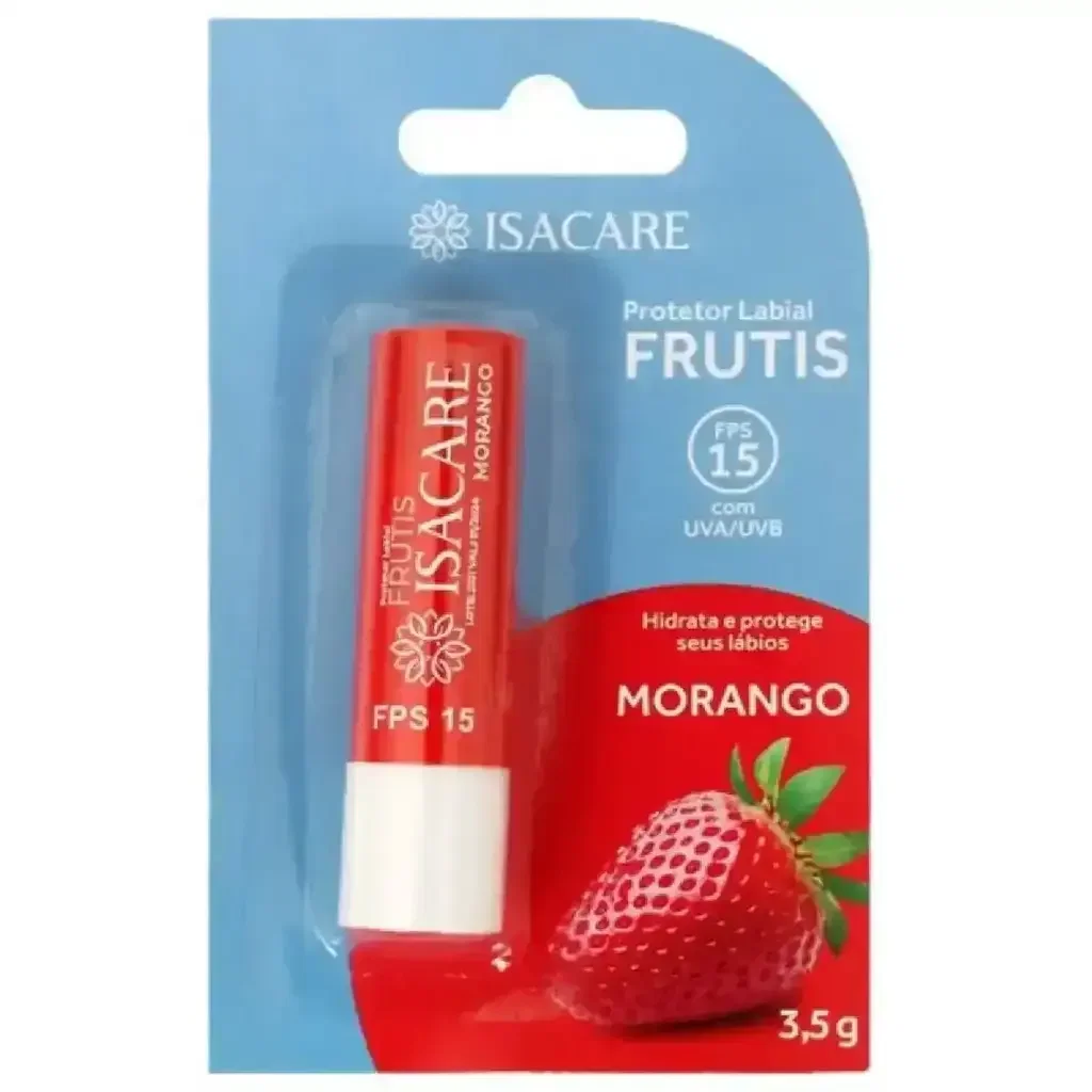 Protetor Labial Isacare Frutis FPS 15 Morango 3,5g