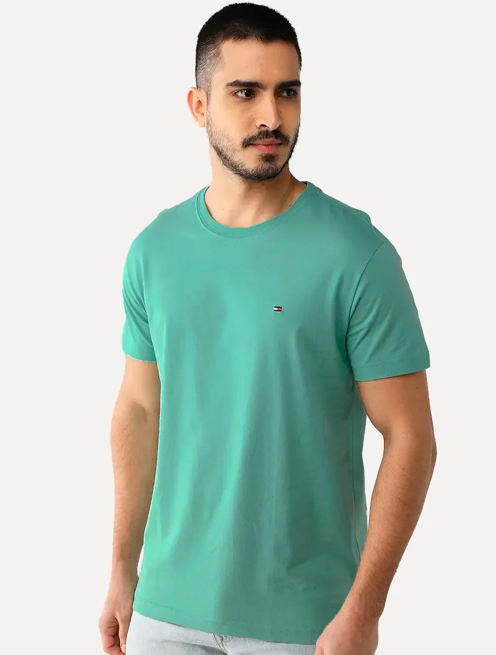 Camiseta Tommy Hilfiger Masculina Essential Cotton Azul Turquesa — imagem 1