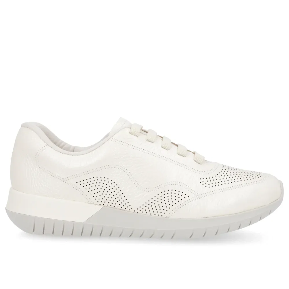 Tênis Casual Off-White Couro Cadarço Elástico — imagem 1