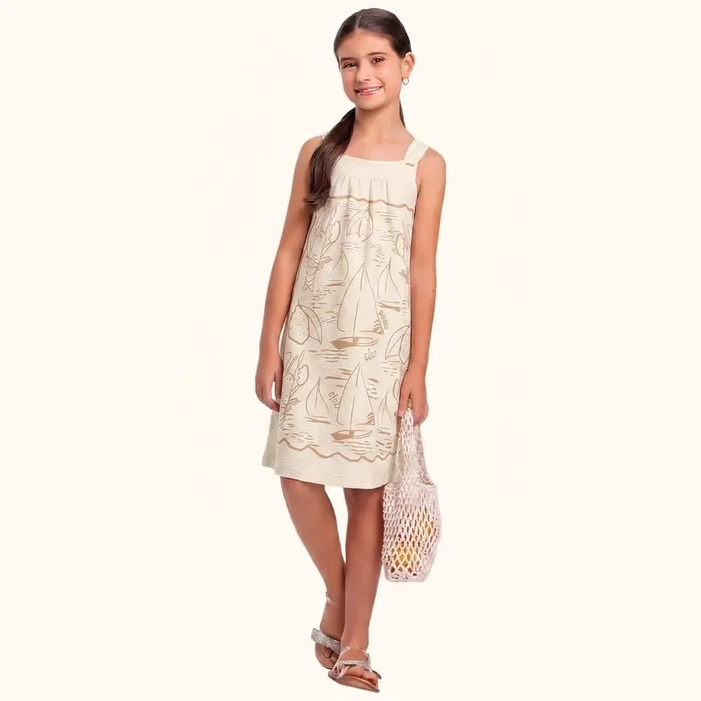 Vestido em malha florence estampa barcos — imagem 1
