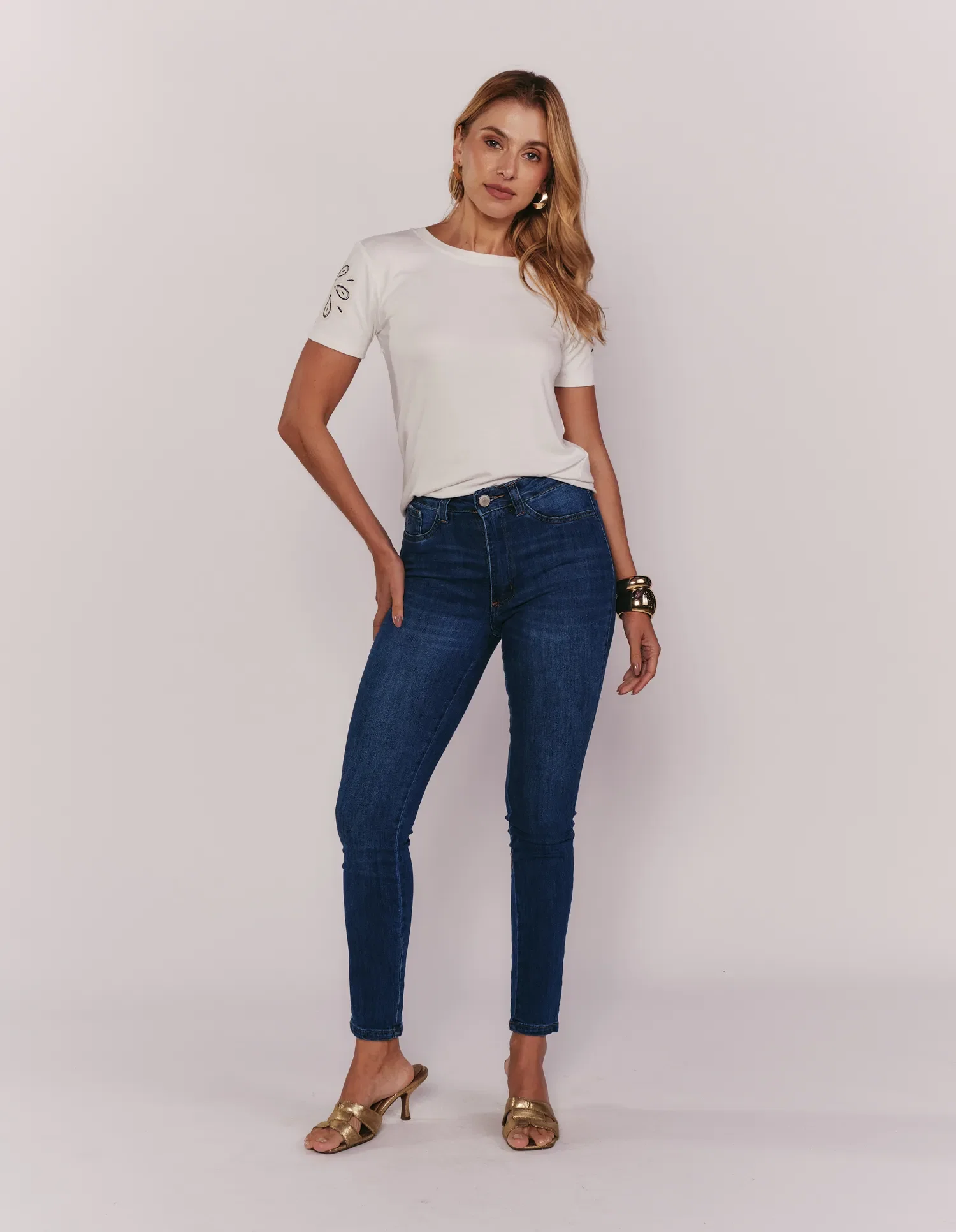 Calça Jeans Skinny Stone - Denim Escuro — imagem 1