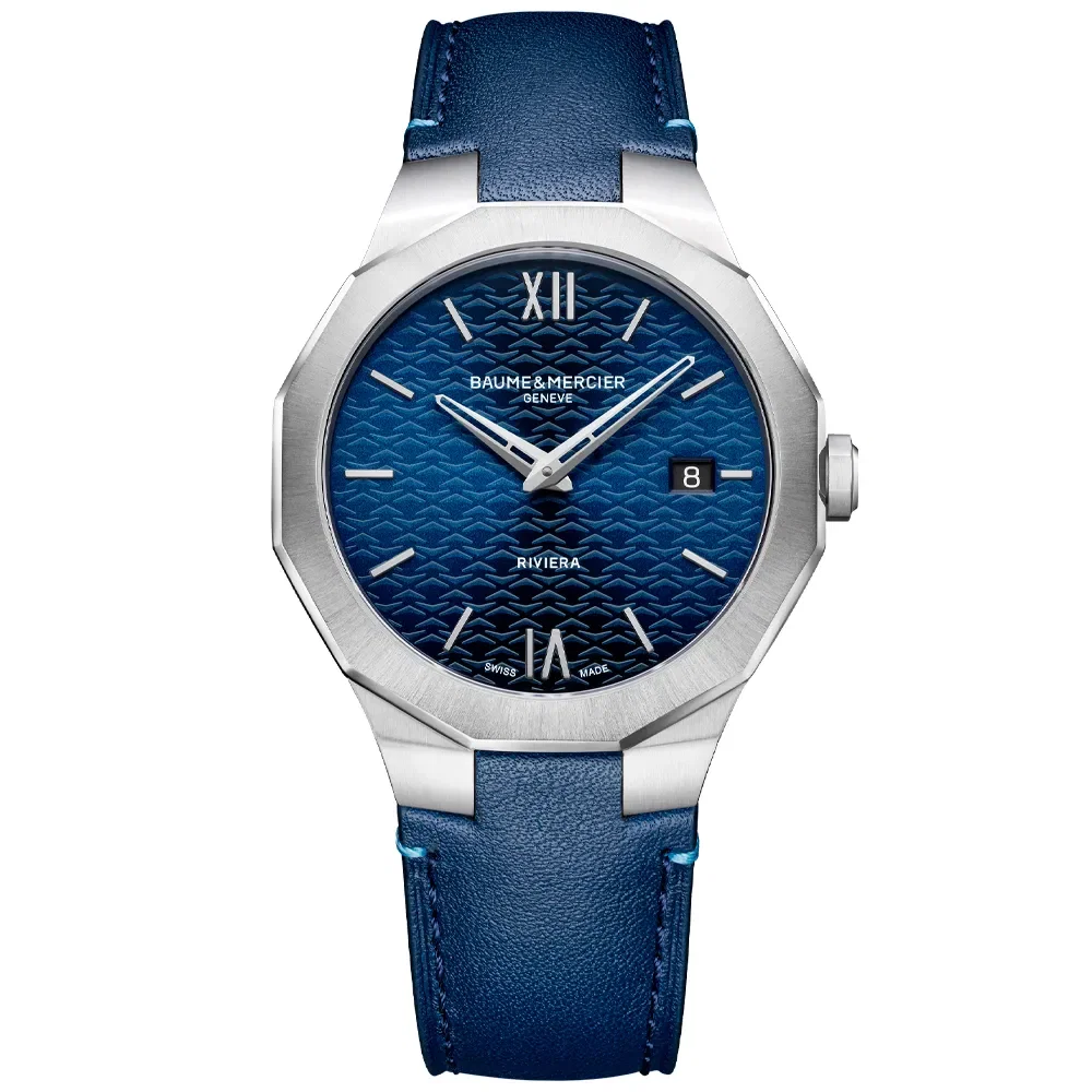 Relógio Baume & Mercier Riviera Masculino em Couro Azul M0A10846