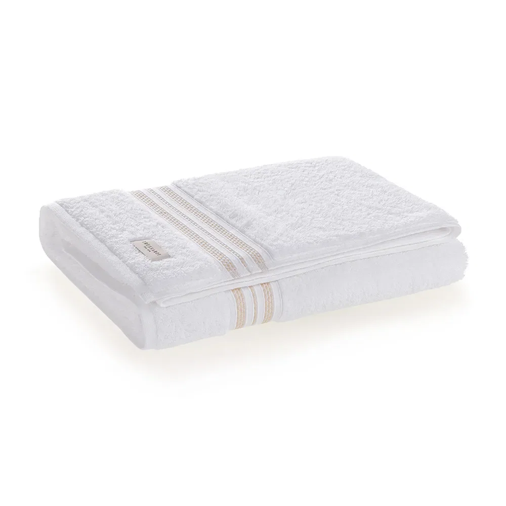 Toalha de Rosto 100% Algodão Barberine Branco / Nocciola