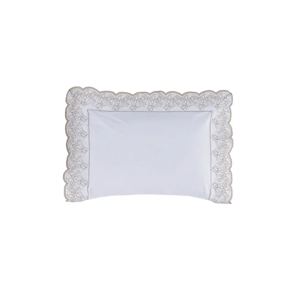 Fronha 300 Fios Algodão Egípcio Cascine Branco / Legno