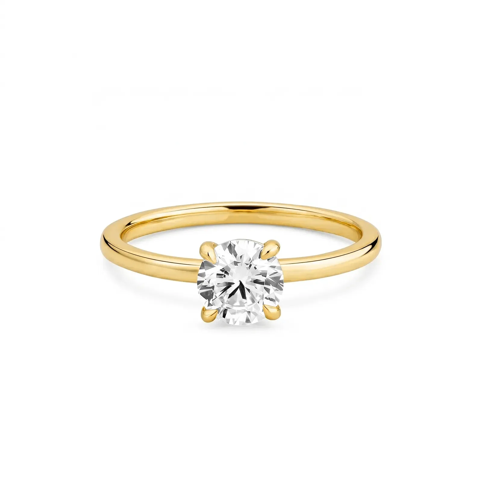 Anel Solitário Redondo Life em Prata 925 com Banho de Ouro Amarelo 18K e Zircônia Incolor — imagem 1
