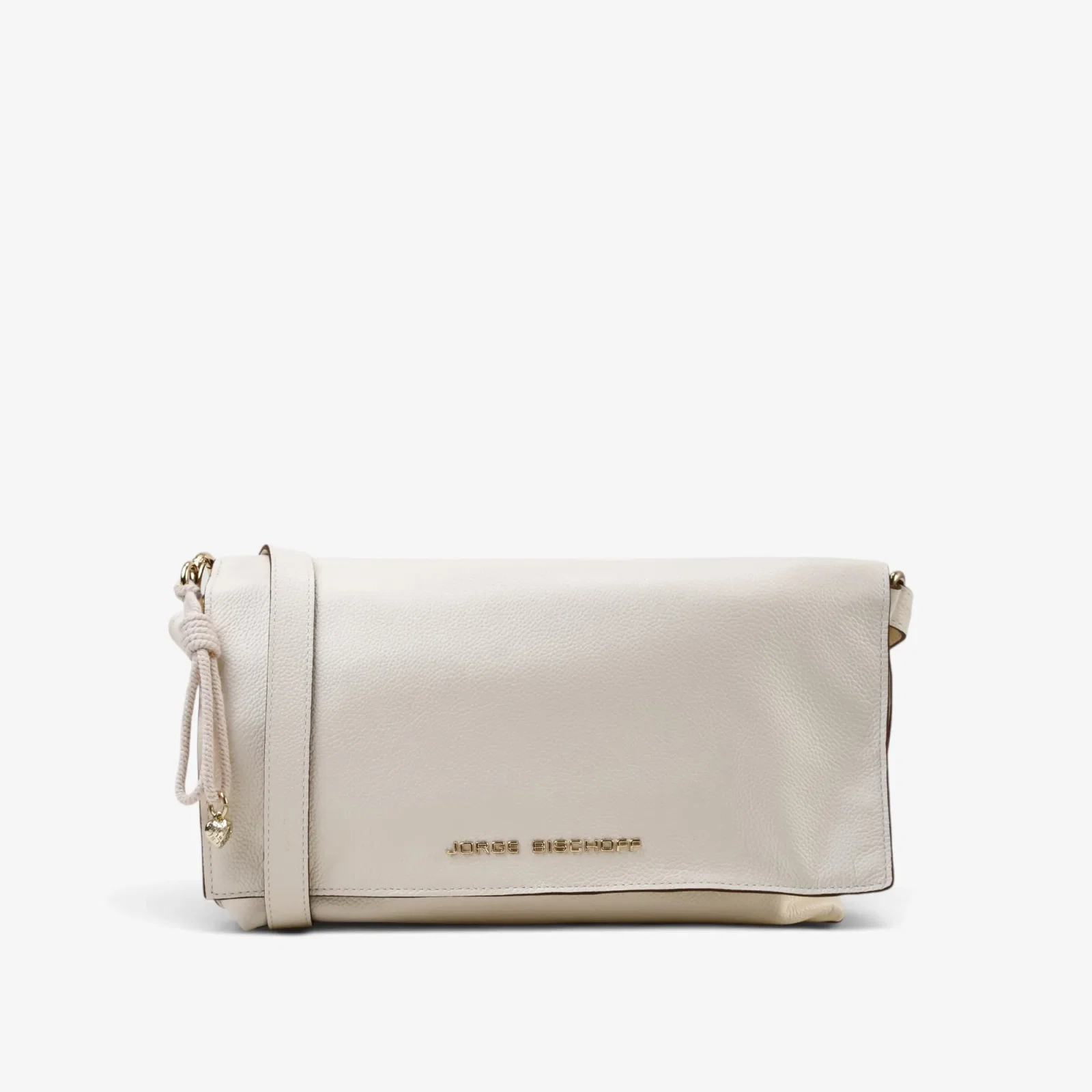 Bolsa Transversal Off White Algodão Couro