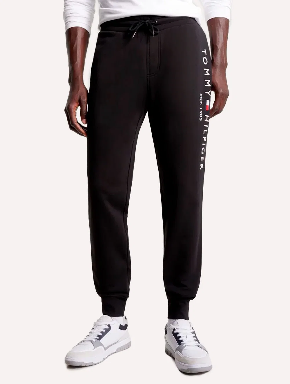 Calça Tommy Hilfiger Masculina Moletom Basic Branded Logo Preta