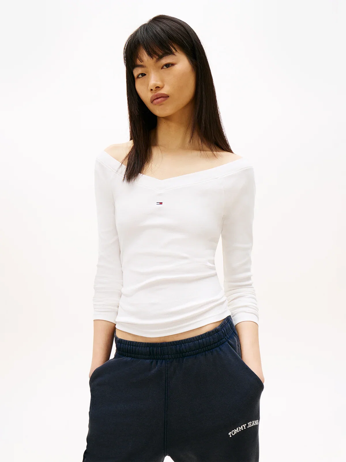 Camiseta Slim Ombro a Ombro Canelado — imagem 1