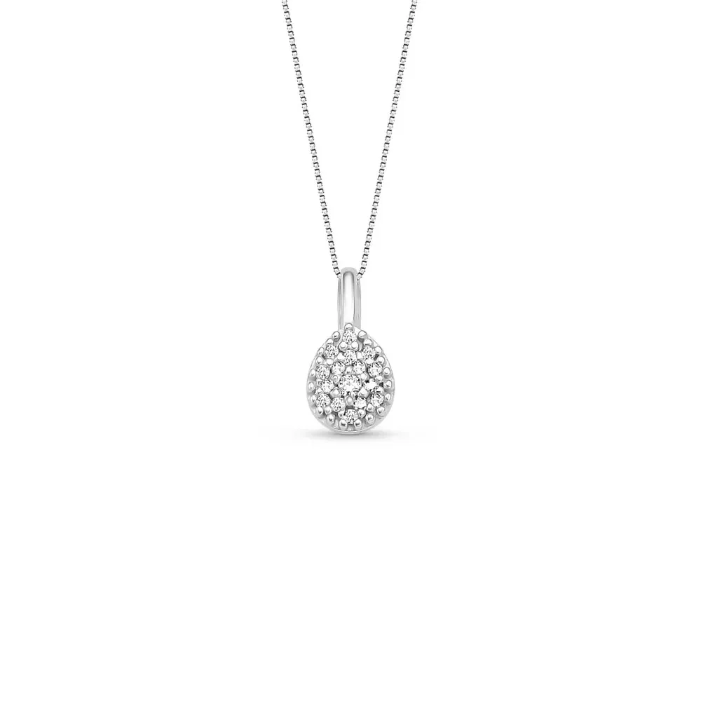 Pingente Pavê Gota em Ouro Branco 18k com Diamantes, 11mm — imagem 1