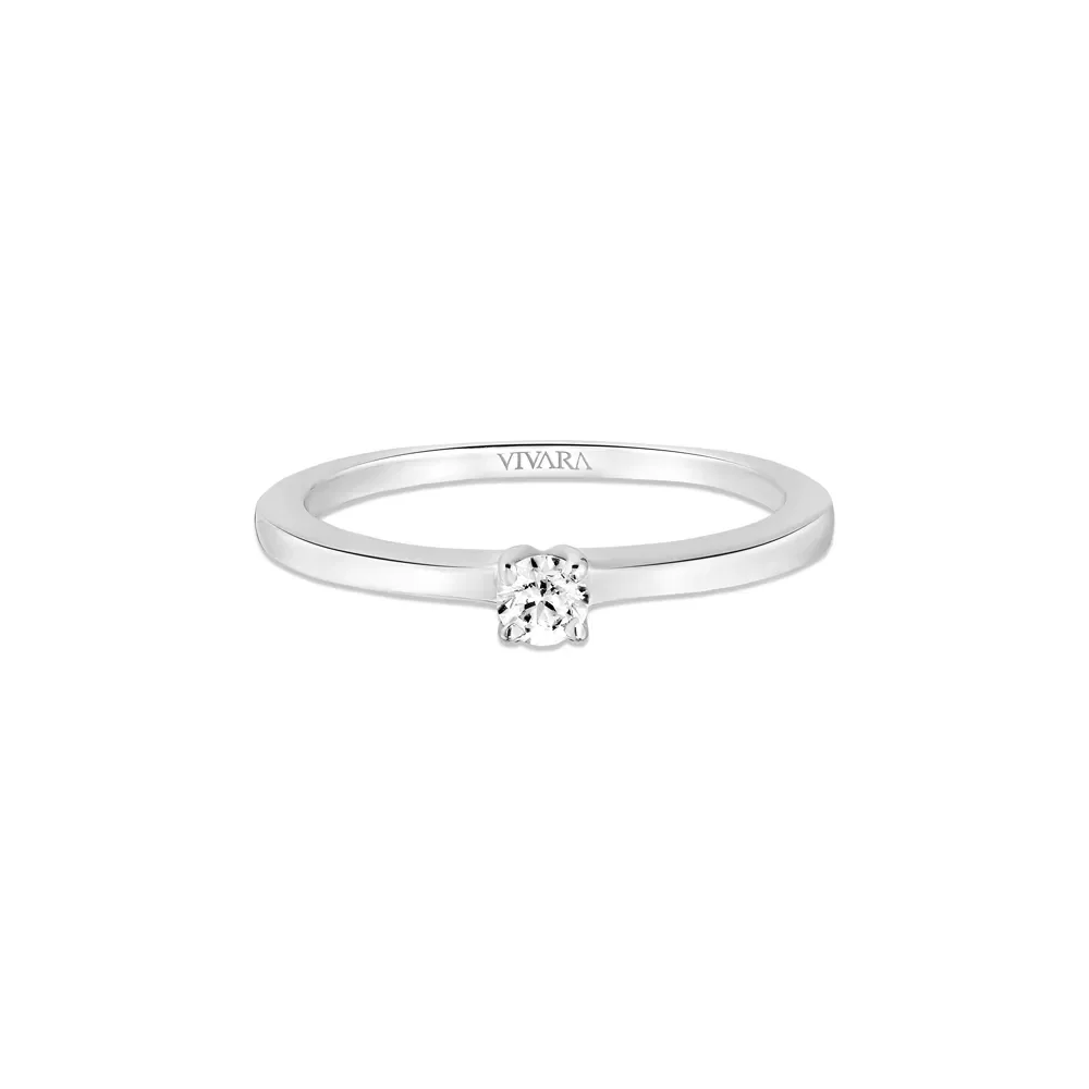 Anel Solitário Classic em Ouro Branco 18k com 0,09ct de Diamante — imagem 1