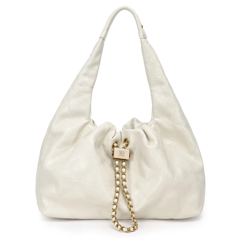 Bolsa Hobo Grande Detalhe Costuras E Fecho Metal Resinado