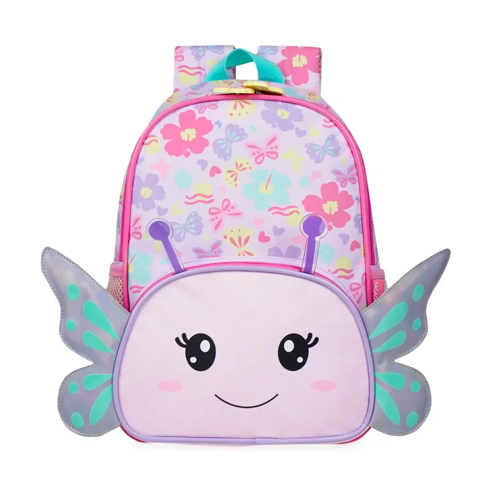 Mochila Escolar Feminina Infantil Pets Borboleta Baby Lilas