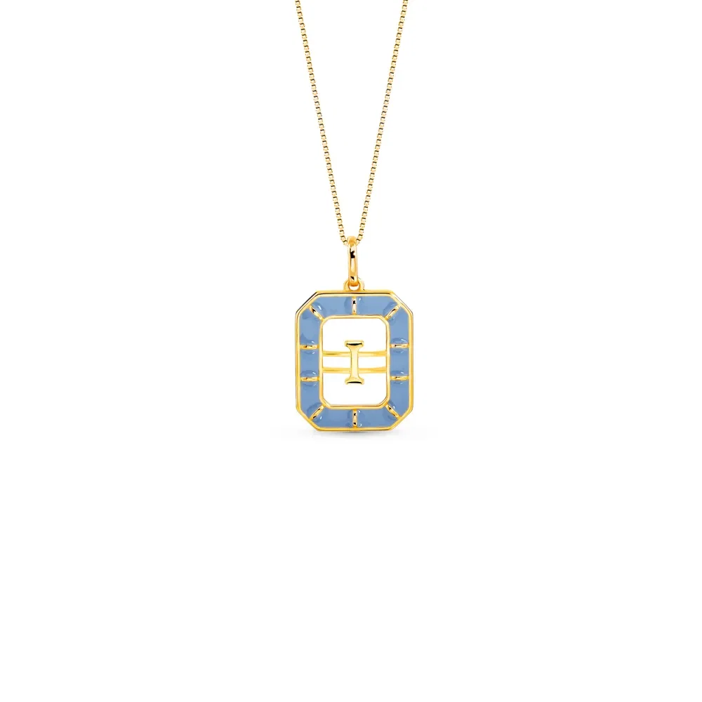 Pingente Alfabeto Letra I em Ouro Amarelo 18k com Esmalte, 14mm