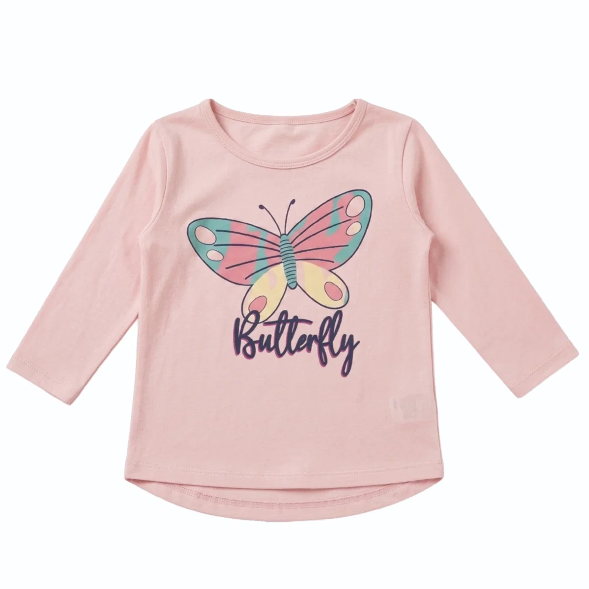 Blusa Manga Longa Salmão Kids Borboleta Meia Malha Tip Top