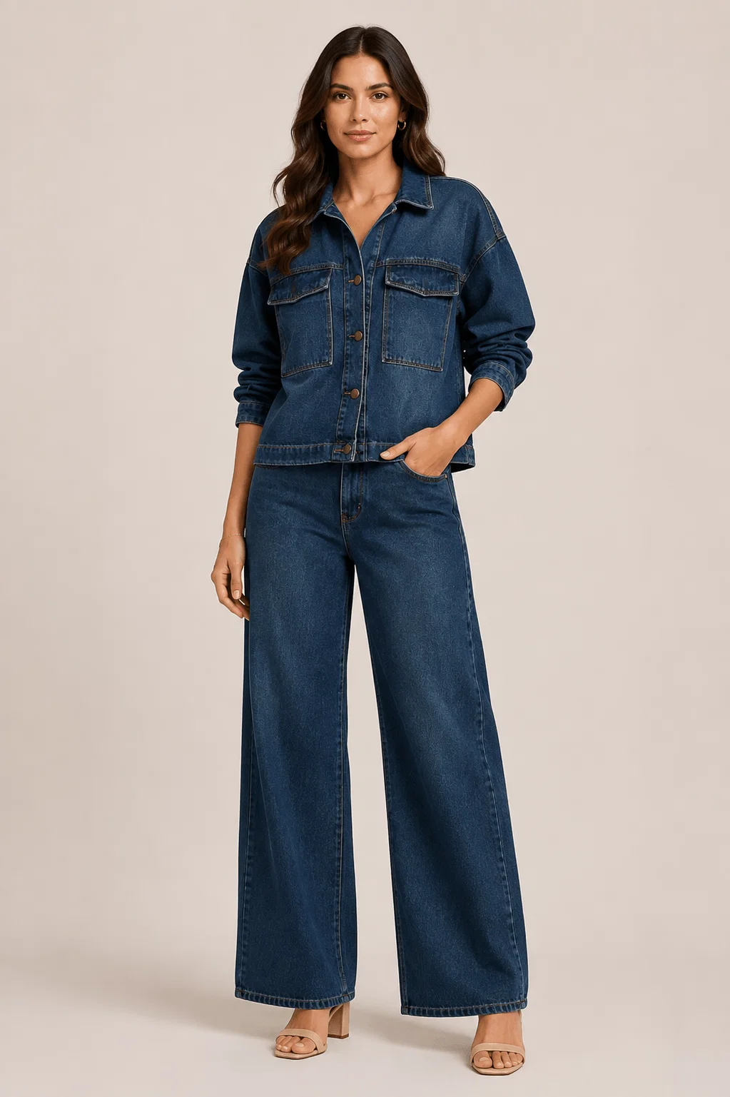 Jaqueta Jeans Bolsos - Denim Medio