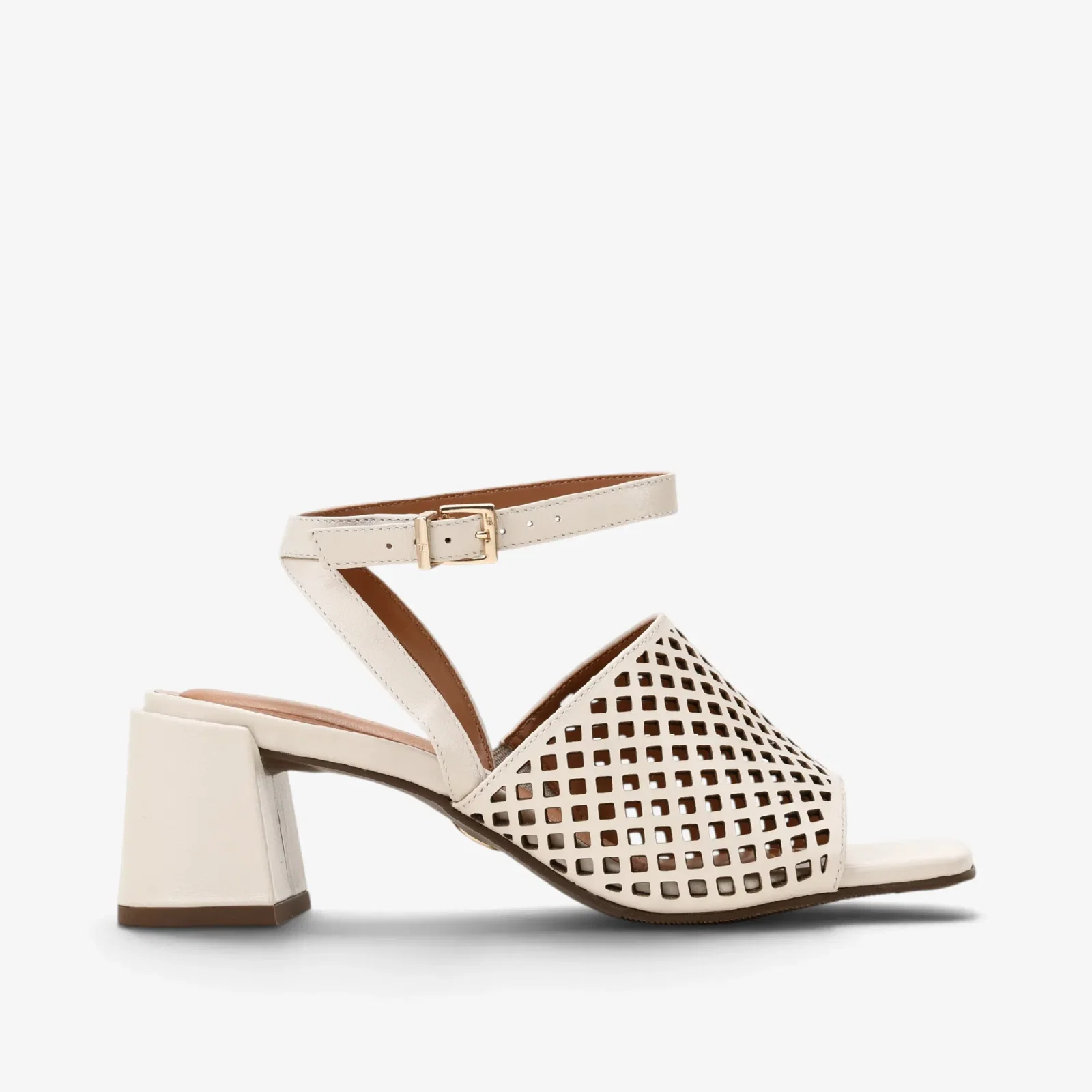 Sandália Off White Algodão Couro